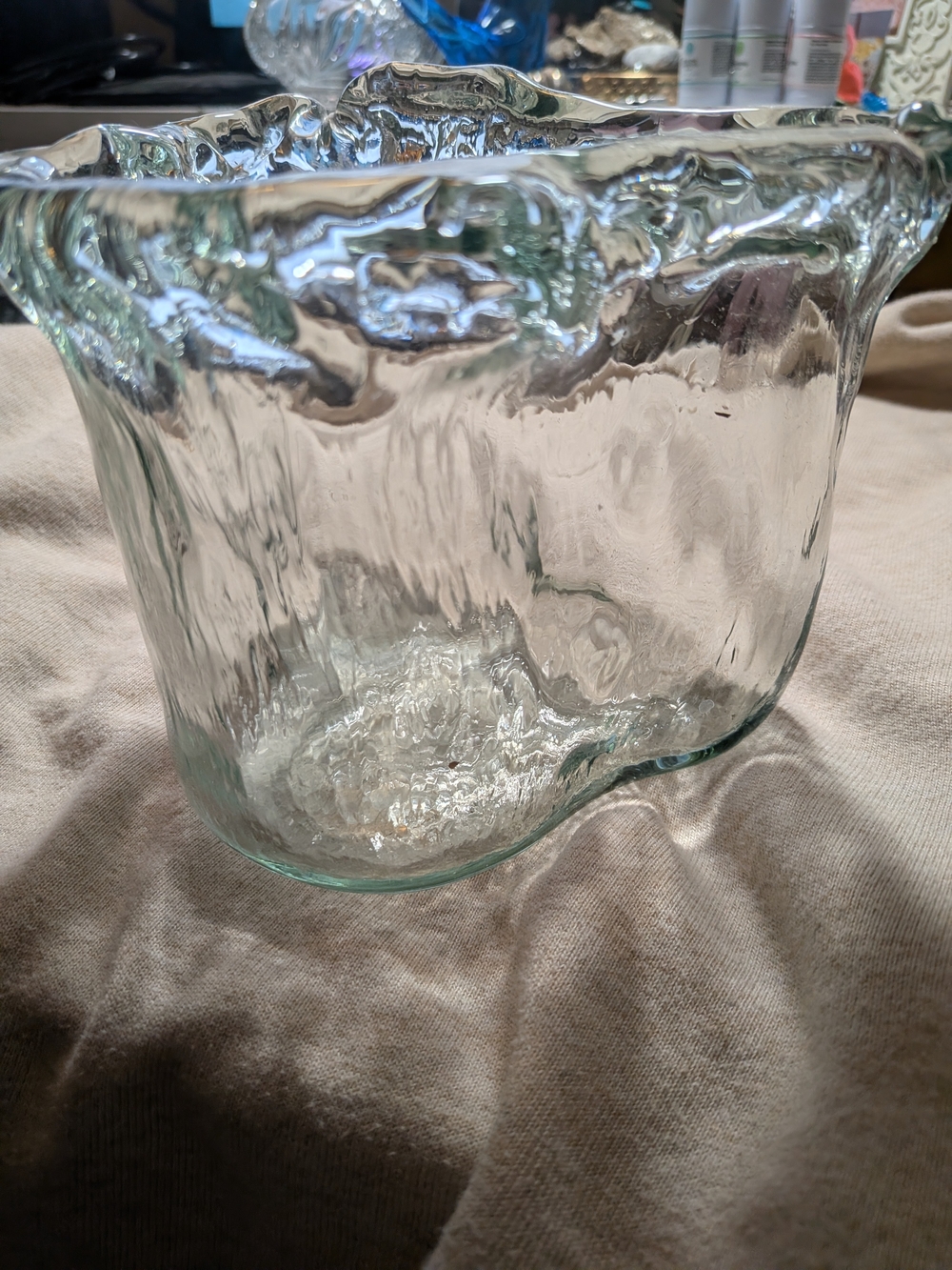 Hand-Blown Glass Decorative Vase - Transparent Home Art